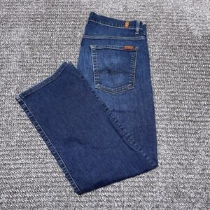 7 For All Mankind Austyn Jeans Mens 34x29 Blue Dark Wash Relaxed Straight USA